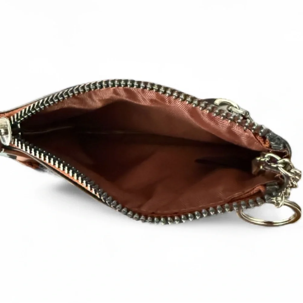 Safe Keeper Brown Faux Leather Wallet Key Ring with Silver-tone Hardware